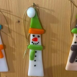 Fused glass snowman ornament